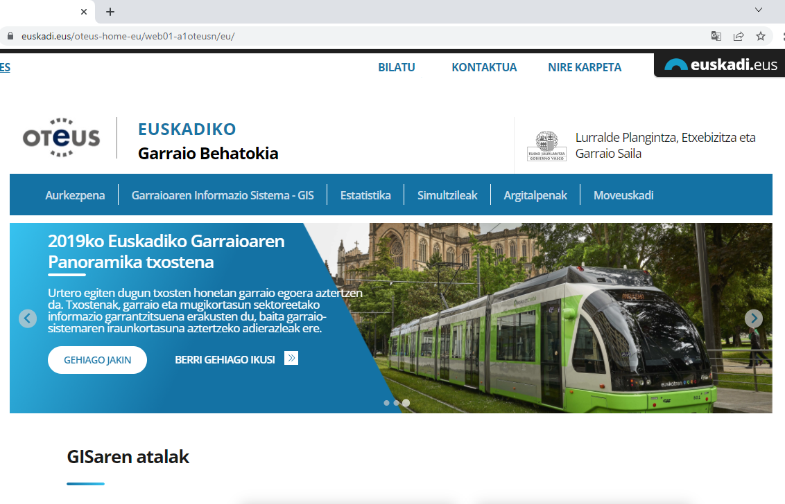 El Observatorio del Transporte de Euskadi renueva su página web