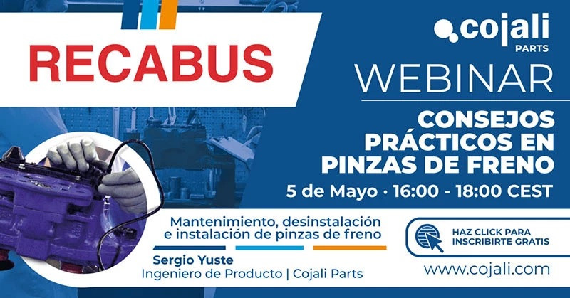 Cojali y Recabus impartirán un webinar sobre mantenimiento de pinzas de freno