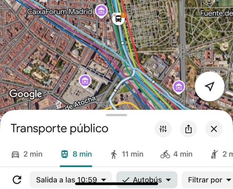 La emt de madrid ofrece la posicion de sus autobuses en google maps